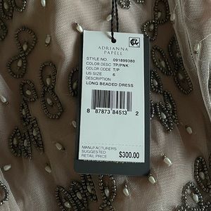 Adrianna Papell Long Beaded Dress Sz 6